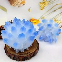 Vente en gros : Cluster de quartz bleu créé en laboratoire, cristal cultivé hydrothermiquement, spécimen de druse pour ornement de bureau, cadeau pour les amateurs de cristaux