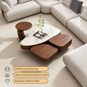 Juego de <span class=keywords><strong>Mesa</strong></span> de Centro de Madera Ajustable de Diseño Irregular, Moderno y Minimalista, Mueble de Sofá Natural de Alta Gama, <span class=keywords><strong>Mesa</strong></span> de Té Única - Product Image 4