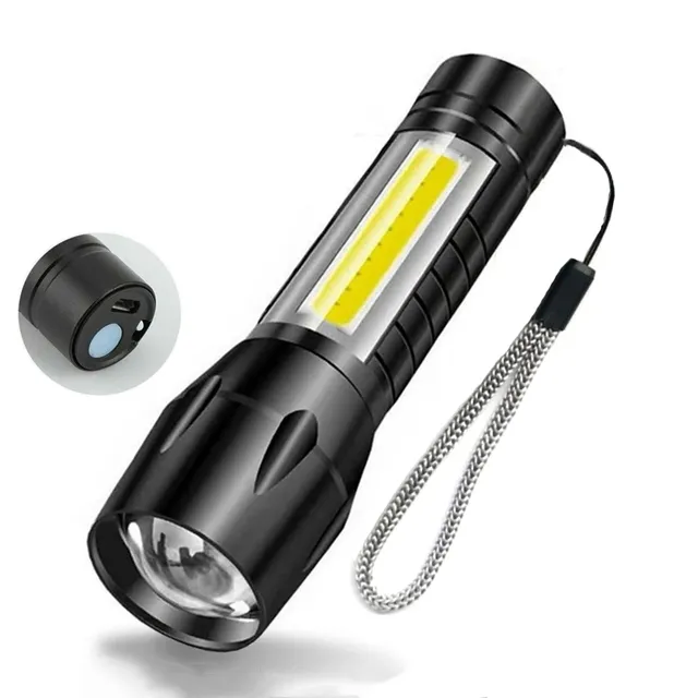 Xpe lanterna led portátil recarregável, com zoom, 3 modos de iluminação, luz para acampamento, mini lanterna led