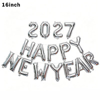 En stock, lettres en or et argent de 16 pouces, ensemble de ballons en feuille d'aluminium avec chiffres et lettres 2027 Happy New Year pour la décoration de fête du Nouvel An