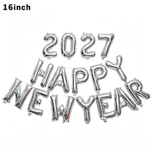 Bộ bóng chữ số và chữ cái vàng bạc 16 inch, chữ Happy New Year 2027, trang trí tiệc mừng năm mới, có sẵn trong kho - Product Image 2