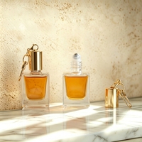 Mini flacon de parfum vide en verre doré portable, porte-clés de luxe, flacon carré à fond épais 5ml 10ml pour huile de parfum