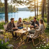 Ensemble de chaises pliantes de camping avec table, sac de rangement, siège extérieur portable et robuste pour la plage et les concerts