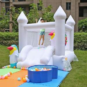 Maison de saut blanche château plein d'entrain <span class=keywords><strong>gonflable</strong></span> domestique petit <span class=keywords><strong>toboggan</strong></span> pour enfants fête pelouse diverses couleurs - Product Image 4