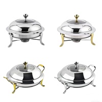 BOSAI Réchaud de buffet thermique sans fumée en acier inoxydable, style couronne, chauffé à l'alcool, Or/Argent, pour buffet et usage domestique, usage commercial