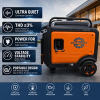 Générateur à essence silencieux (niveau de bruit <66dB) 2kva 3kva 4kva 5kva 6kva 7kva 8kva 9kva, inverseur portable à faible niveau sonore