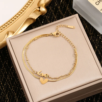 Bracelet tendance en forme de cœur plaqué or 18 carats pour femmes, fabriqué en acier inoxydable 304, design innovant Feng pour les rendez-vous