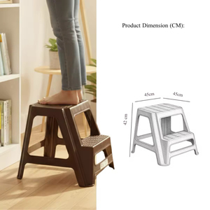 Foldable Traditional Plastic <b>Stool</b> Heavy Duty Lightweight Folding Ladder with Anti Slip Treads for Home Office Garage Camping - Product Image 2