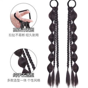 Extensiones de cabello trenzadas de calabaza sintética para mujer, estilo cola de caballo, color marrón natural, resistentes al calor, para festivales de música - Product Image 2