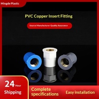 Raccords de tuyauterie d'alimentation en eau en PVC avec insert en cuivre, filetage interne, connexion femelle, forme droite, surface lisse, accessoires