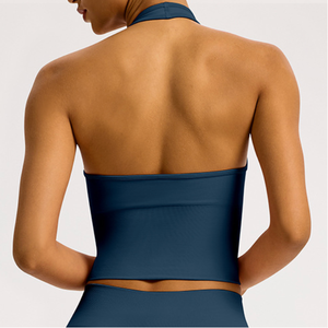Débardeur d'entraînement à col en V pour femmes à la mode avec manches rembourrées respirant dos nu noisette sortant Camisole - Product Image 3