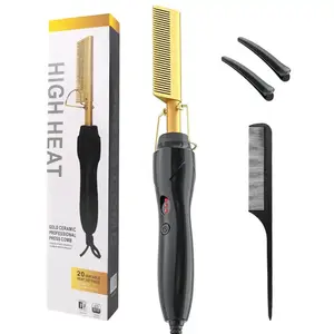 Portable Dual-use Curly Straight Rhinestone 450 Degree Professional Electric Hot Comb Hair Straightener Heat Pressing Combs