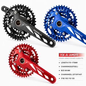 Juego de <span class=keywords><strong>Bielas</strong></span> de Triple Plato 22T 30T 40T 3X MTB de Aleación de Aluminio CNC, Brazos de Biela OEM ODM, Piezas de Bicicleta Personalizadas de Fábrica al por Mayor - Product Image 1