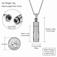 Collier pendentif mini-bouteille en acier inoxydable, porte-parfum liquide, bijou commémoratif pour cendres funéraires