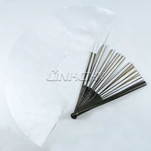 Ventiladores de bambú sin montar Ventiladores en blanco de sublimación de poliéster plegado para bricolaje - Product Image 1