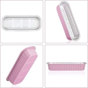 Disposable Pink Mini Loaf Pans with PET Plastic Lids 500 Pack 6.8oz <b>Aluminum</b> Bread Cupcake Pie Food Grade Pulp Moulded - Product Image 3