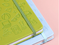 Benutzer definiertes Leder-Notizbuch mit vollem Präge muster auf dem Cover PU Journal mit Elastic Band Hardcover PU Planner Note Books
