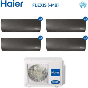 Haier Flexis Black Series อินเวอร์เตอร์ Split Quadri เครื่องปรับอากาศ (สีดำ) 7000 + 9000 + 9000 + 9000 BTU พร้อม4U75S2SR2FA บูรณาการ - Product Image 1