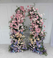 Composition florale en soie pour arche de mariage, décoration de fête et de mariage, avec fleurs bordeaux et vertes en forme de corne