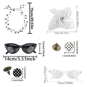 Accessoires pour <span class=keywords><strong>tenue</strong></span> féminine PESENAR : un ensemble de 6 pièces comprenant des lunettes, des boucles d'oreilles et des foulards en soie des années 1950 PESET314WT - Product Image 5