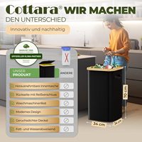 Seau de rangement rectangulaire écologique en bambou avec poche intérieure lavable, capacité de 80 L, couvercle et fermeture éclair au dos pour la maison et le bureau