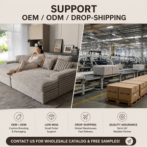 Sofá Modular Seccional en Forma de L con Nervaduras Verticales Anchas, Comprimido al Vacío, con Bloques de Espuma Compresibles para Sala de Estar Grande - Product Image 3