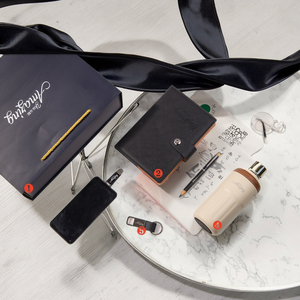 Luxury Leather Journal & Bottle Gift Set - Wine Tumbler & Notebook, Corporate Anniversary Souvenirs