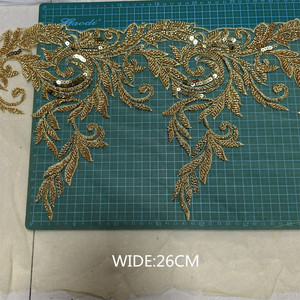 Ribete de Encaje de Poliéster Floral con Cuentas de Cristal, <span class=keywords><strong>Lentejuelas</strong></span> y Pedrería para Vestidos de Novia y Niños - Product Image 6
