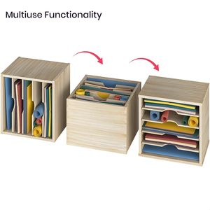 Solid Wood Multi Layer <b>File</b> Storage Rack 5 Floors Office Desktop <b>Organizer</b> Stackable Book Shelf - Product Image 4
