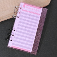 Reliure A6 multicolore à 6 anneaux, couverture de carnet en acrylique transparent à rayures, anneaux ronds en métal doré et personnalisez vos idées