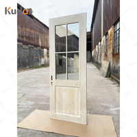 Porte française en verre de luxe avec cadre en bois massif sculpté, style européen classique, imperméable et résistant à l'humidité