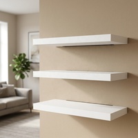 Houten zwevende planken set van 3, wandmontage, multifunctionele opbergruimte, opklapbaar, modern, drielaags, badkamer, woonkamer, keuken