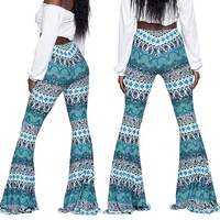 Pantalons évasés à pattes d'éléphant bohèmes pour femmes, imprimés géométriques, vêtements ethniques, vêtements hippies, leggings de yoga, pantalons palazzo