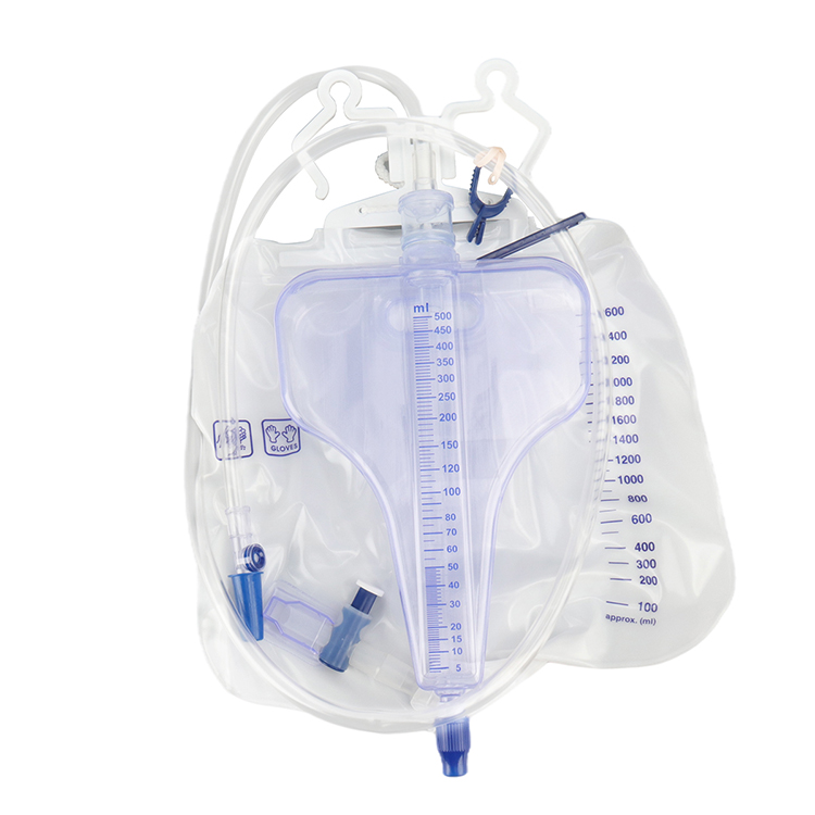 Bolsa de orina de lujo simple de alta calidad de 2000 ml (válvula cruzada) para uso médico