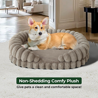 Canapés pour chiens en velours côtelé de luxe avec mousse à mémoire de forme, logo personnalisé, lits orthopédiques pour animaux de compagnie en mousse à mémoire de forme, housse amovible lavable, OEM ODM