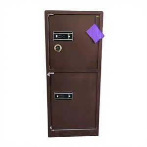 Large Burgundy Steel Safe <b>Box</b> with Electronic Digital <b>Lock</b> Dual Compartment Home Office Use - Product Image 2