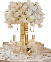 Colonne miroir carrée en acier inoxydable or et argent, décorations de table romantiques, grand centre de table pour mariage, support à fleurs