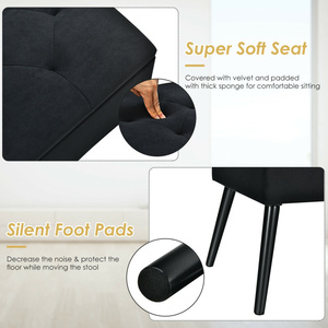Otomana de almacenamiento de terciopelo para dormitorio de sala de estar DB con patas de madera maciza MDF asiento/entrada extraíble plegable para bebés y niños - Product Image 5