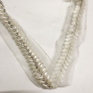 Halslijn Kraag Decoratieve Kralen Netto Kanten Rand Met Steentjes Lt2471b - Product Image 2