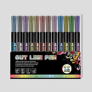 12 Farben/Set Marker-Stifte Textmarker Zurück zur Schule Zubehör für Konturen, Graffiti, Malerei, Zeichnen Kinder-Kunstzubehör Geschenk - Product Image 1