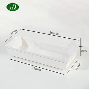 VVG Takeaway Sushi Packaging Box Custom Disposable Take Out Brown Kraft Paper Food Packaging Bakery Box With Clear Lid