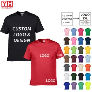 Kaus pria polos katun kualitas tinggi kaus putih Label leher gantung kaus kustom Logo bordir