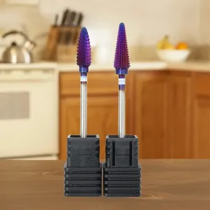 ¡Caliente! Brocas de carburo completo Purple Pro para taladro de uñas eléctrico, herramientas de manicura para cortar y pulir la parte inferior de las uñas - Product Image 1