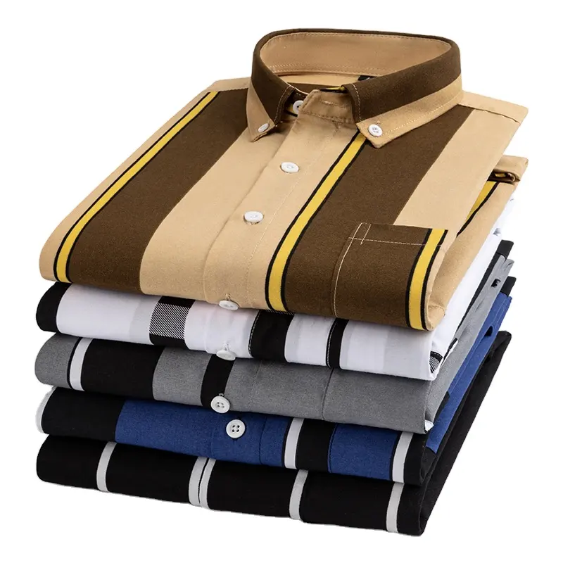 Nouvelle chemise à manches longues à carreaux pour hommes grand carré imprimé chemise à rayures broderie personnalisée marque usine en gros