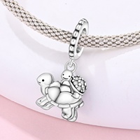 Océan Tortue Mère Enfant Mode Pendentifs Charmes Perles Bijoux Bracelet Accessoires Argent Plaqué Alliage de Cuivre pour Femmes