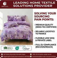Orvetex Vente en gros de literie en fibre de polyester 100%, draps imprimés colorés, housses de couette, ensemble de couette personnalisé