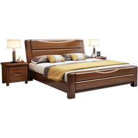 Meubles de chambre à coucher classiques en bois massif, lit en bois massif de style rétro chinois en noyer, taille Queen, 1,8 mètre, lit plateforme en bois taille King