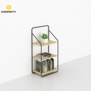 Scaffale Espositivo a 3 Ripiani in Metallo Nero dal Design Moderno per Hotel, Libreria Salvaspazio per Piccoli Appartamenti - Product Image 1