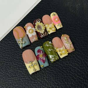 Vente en gros de 10 pièces de faux ongles en gel peints à la main, magnifiques ongles en acrylique faits à la main, de haute qualité, à presser - Product Image 6