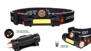 מגנט בסיס 7w Cob נטענת USB נטענת פנס פנס 300 + 200lm חיצוני ip68 ליתיום יון - Product Image 5